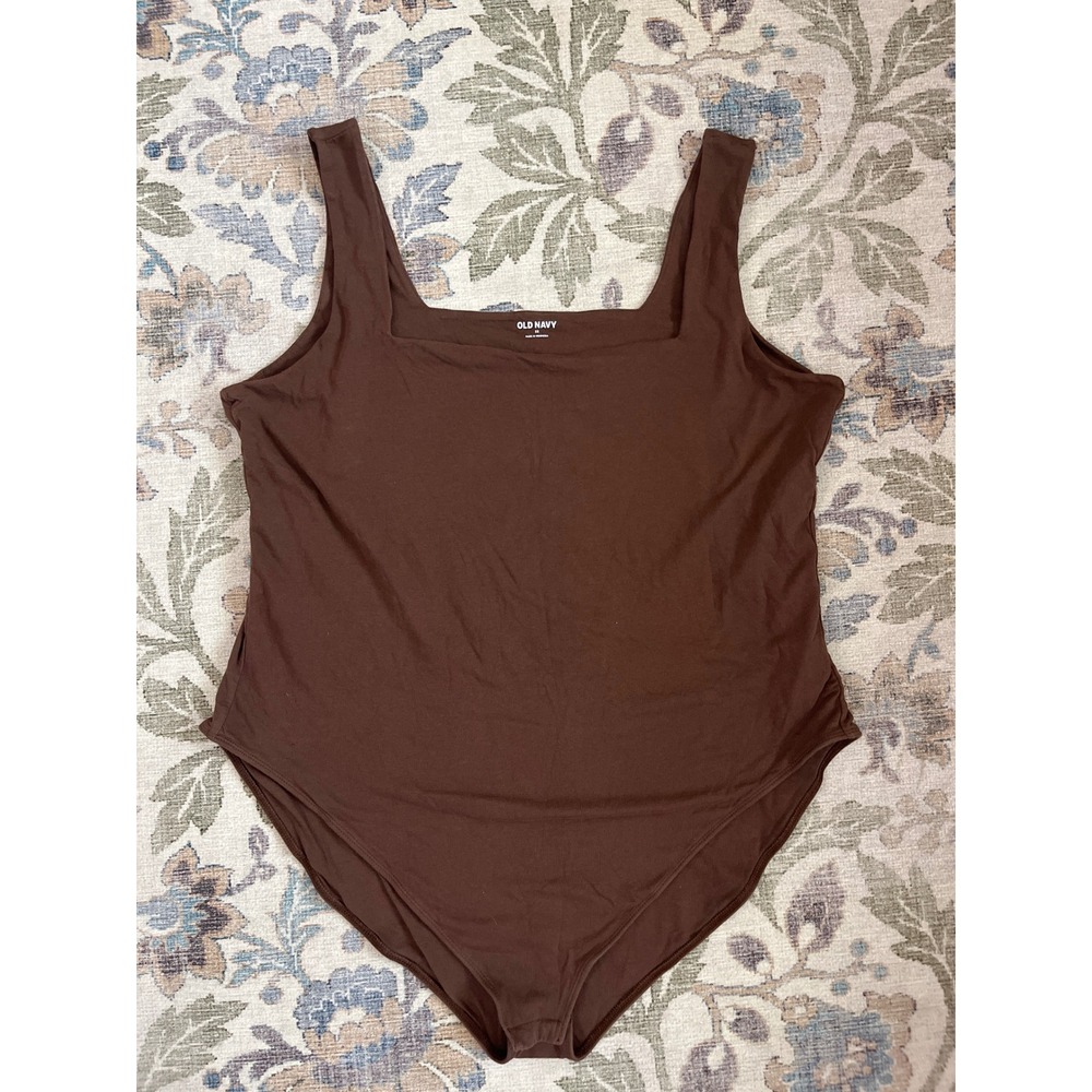Old Navy Bodysuit Womens 3X Brown Excellent Square Neck Sleeveless Stretch